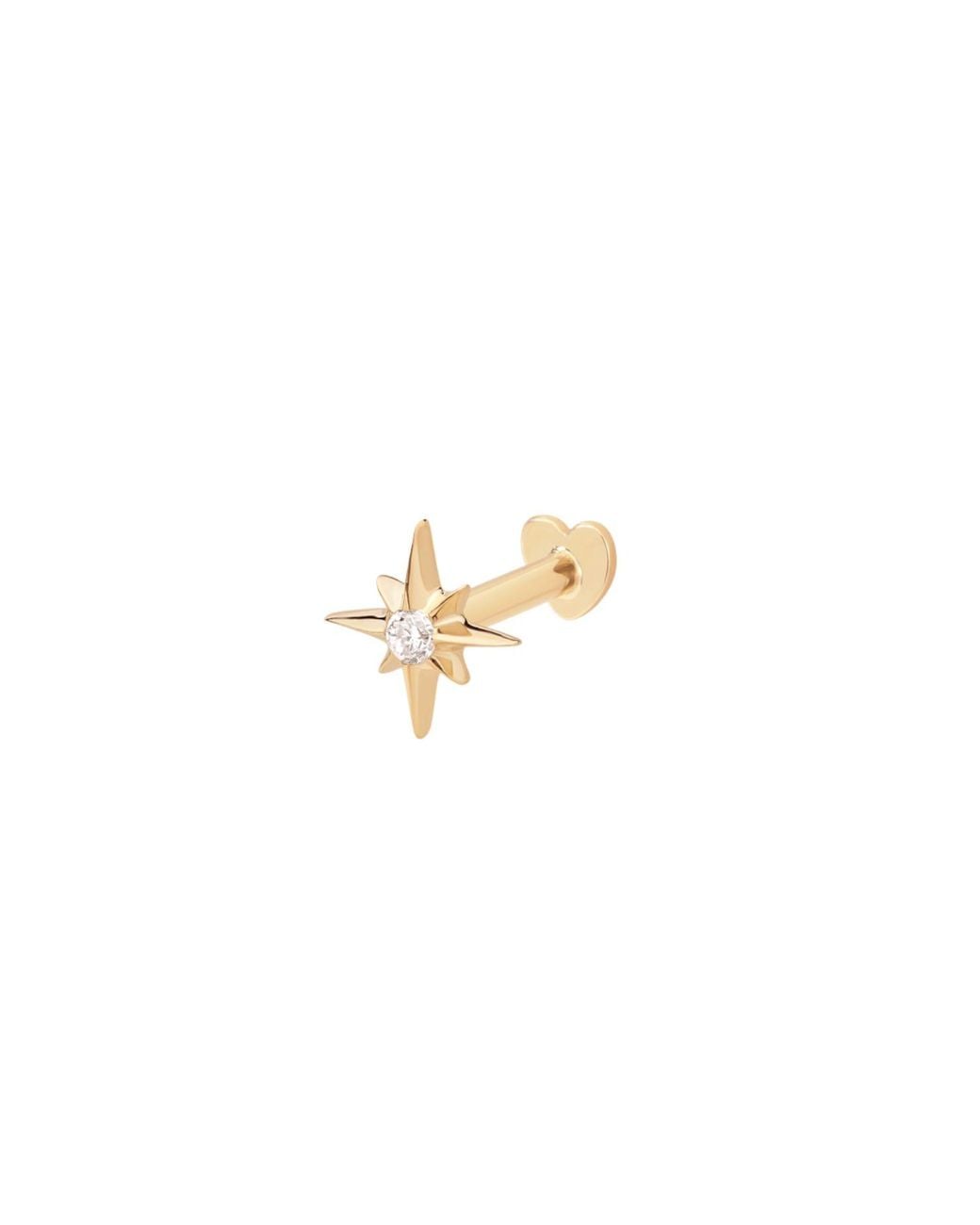 Vanhi Metallic 14K Solid Lab-Grown Diamond North Star Flat Back Stud