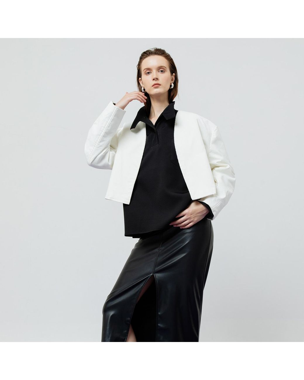 Ats the Label Black Dahlia Faux Leather Midi Skirt
