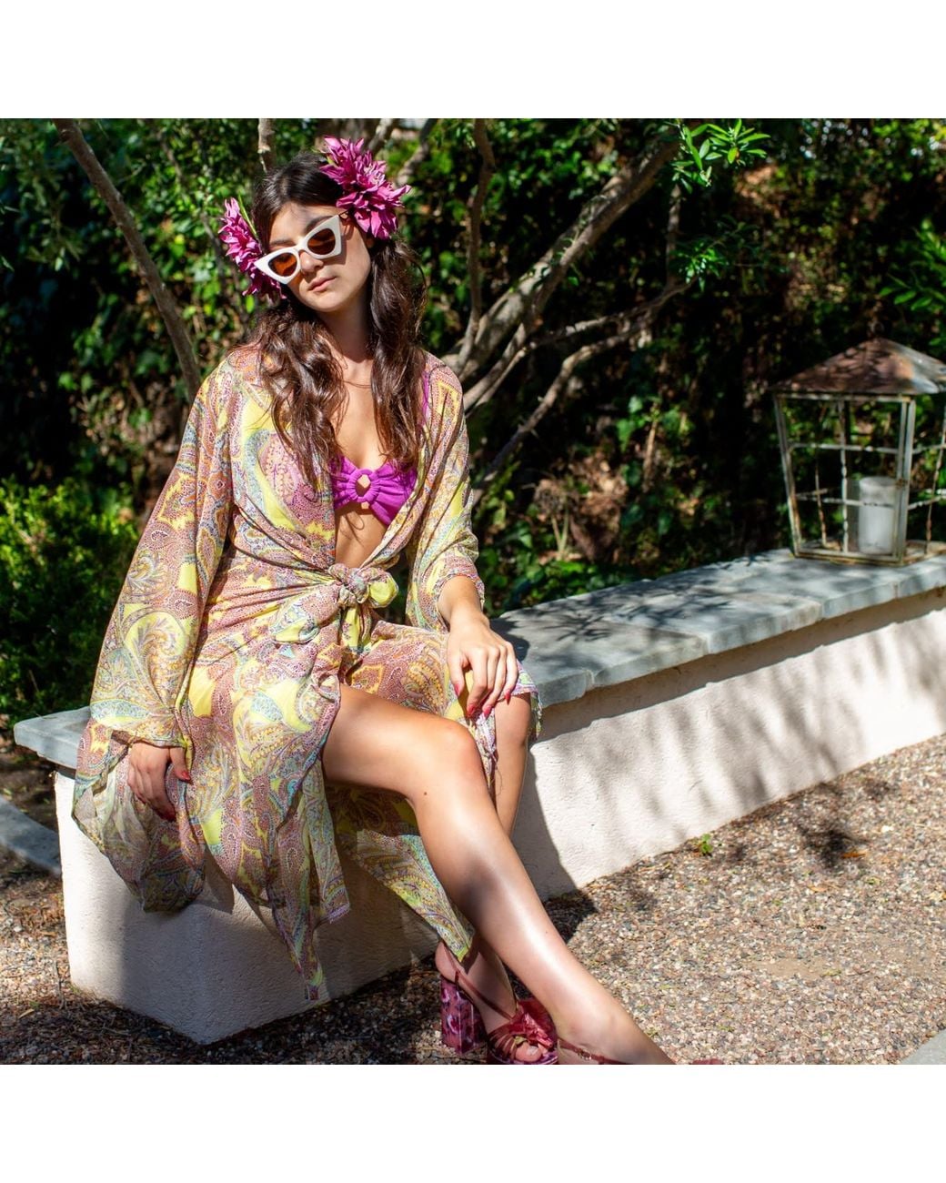 Jennafer Grace Metallic Peridot Paisley Kimono