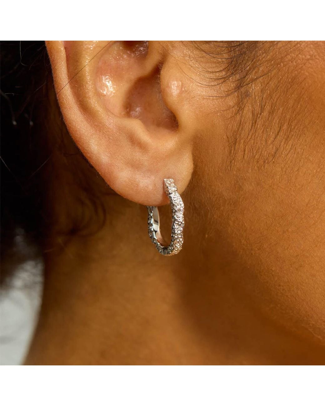 Lucy Quartermaine White Solid Sterling Small Hula Hoop Earrings
