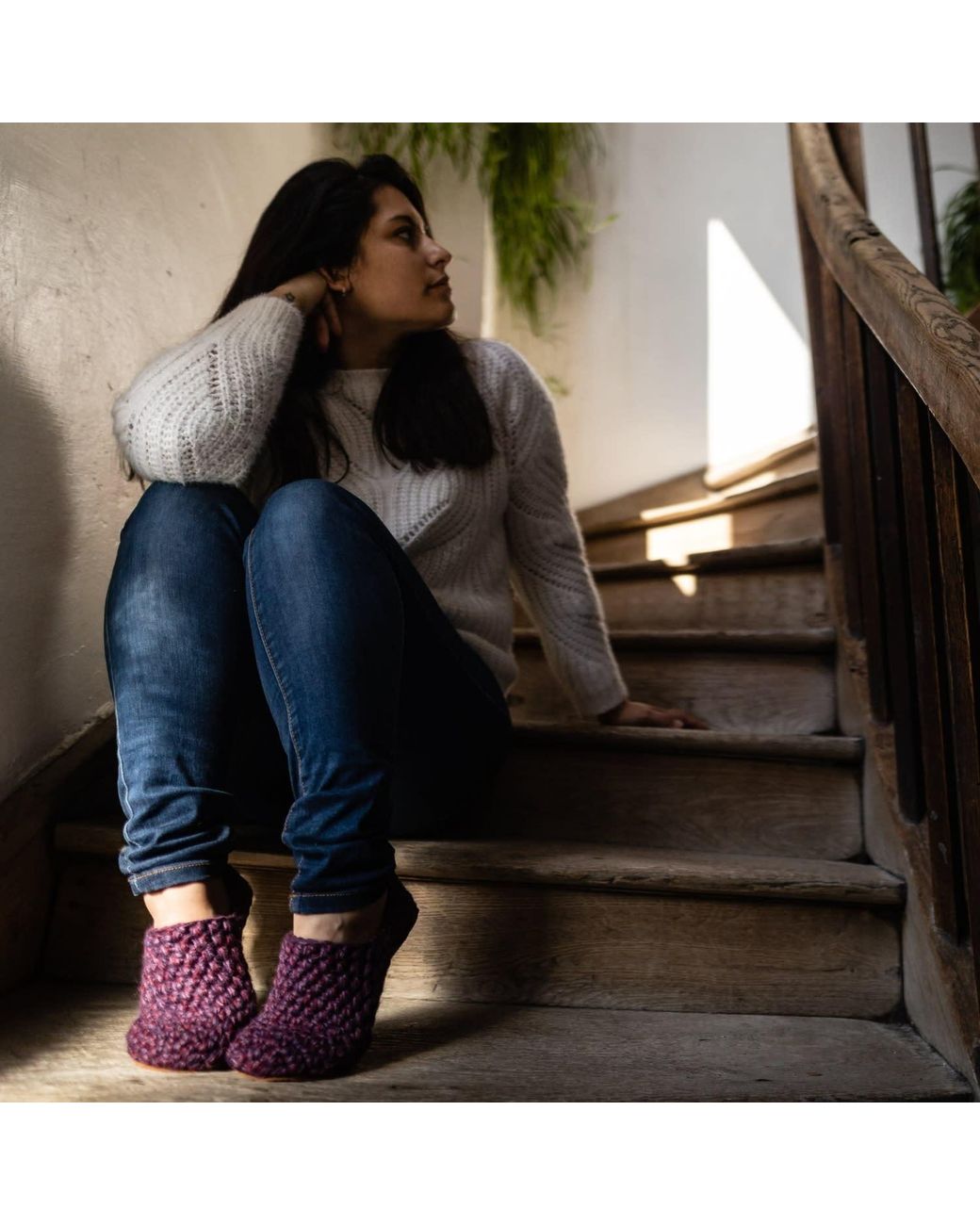 Kingdom of Wow Purple Artisan Made Wool Slippers For