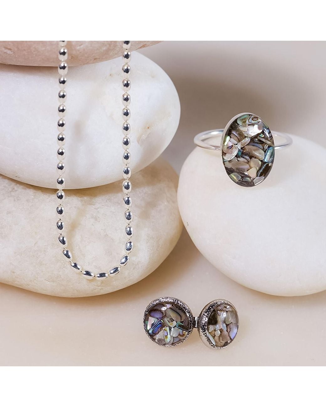 Kate Koel Yellow Statement Cocktail Abalone Shell Oval Ring