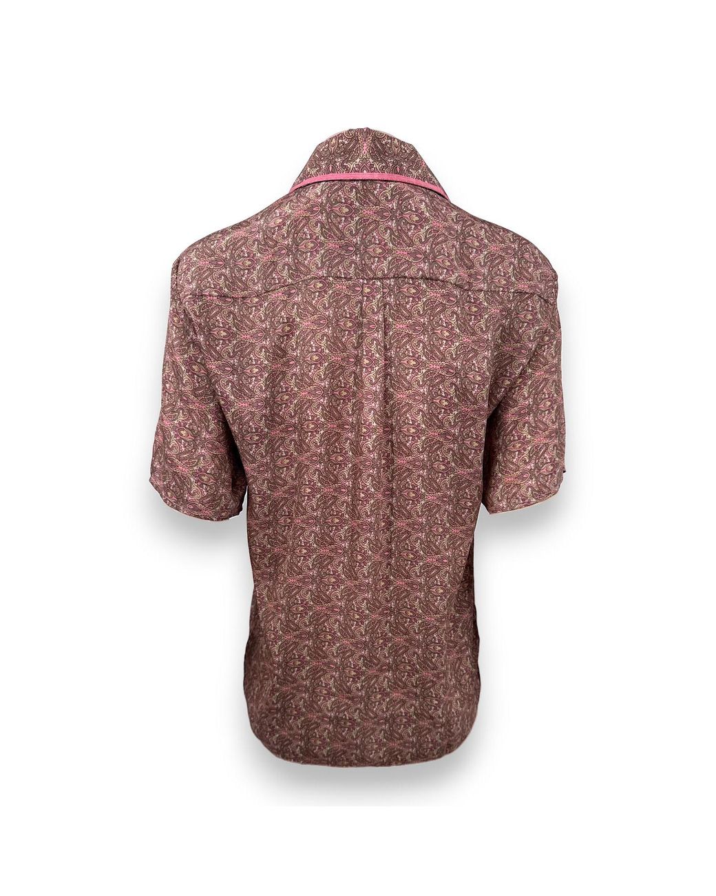 Monzlapur New York Pink Rose Paisley Motif Short Sleeve Shirt for men
