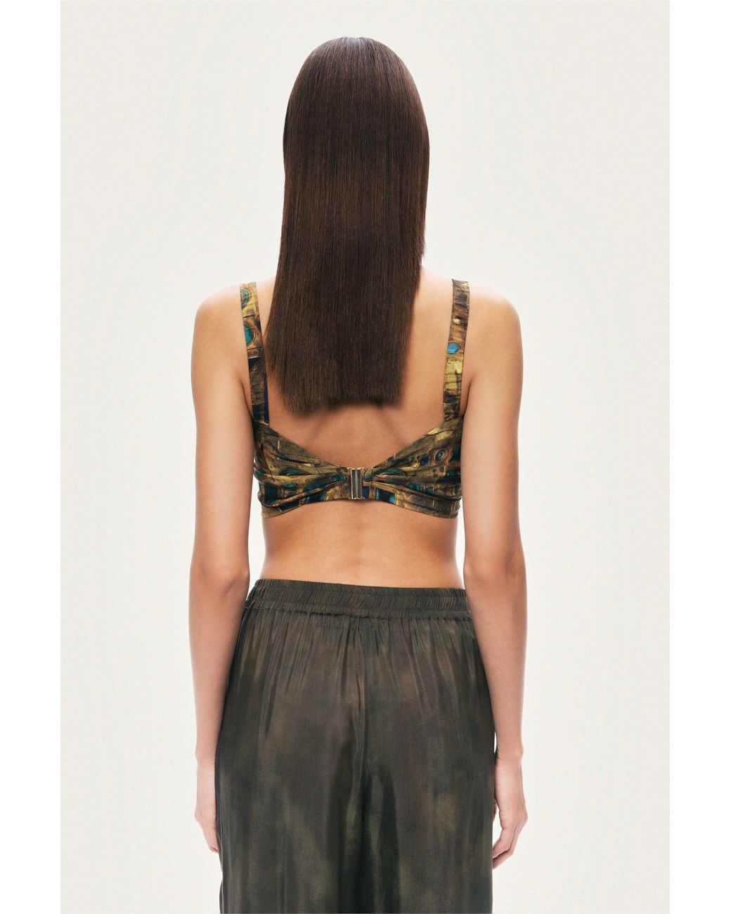 Nocturne Green Printed Ring Detail Crop Top