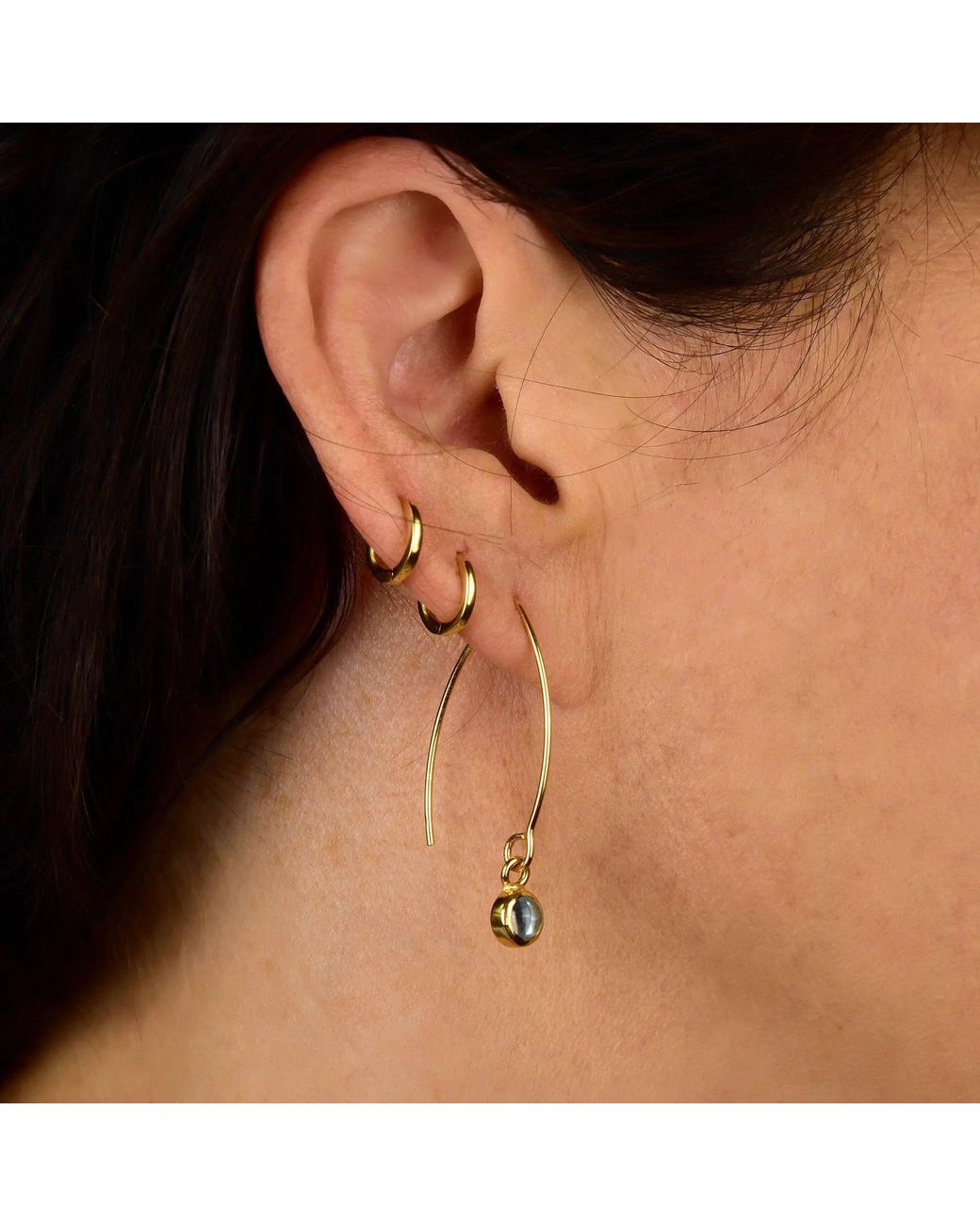 Nellou Jewellery Metallic Topaz Gem Dot Arc Earrings