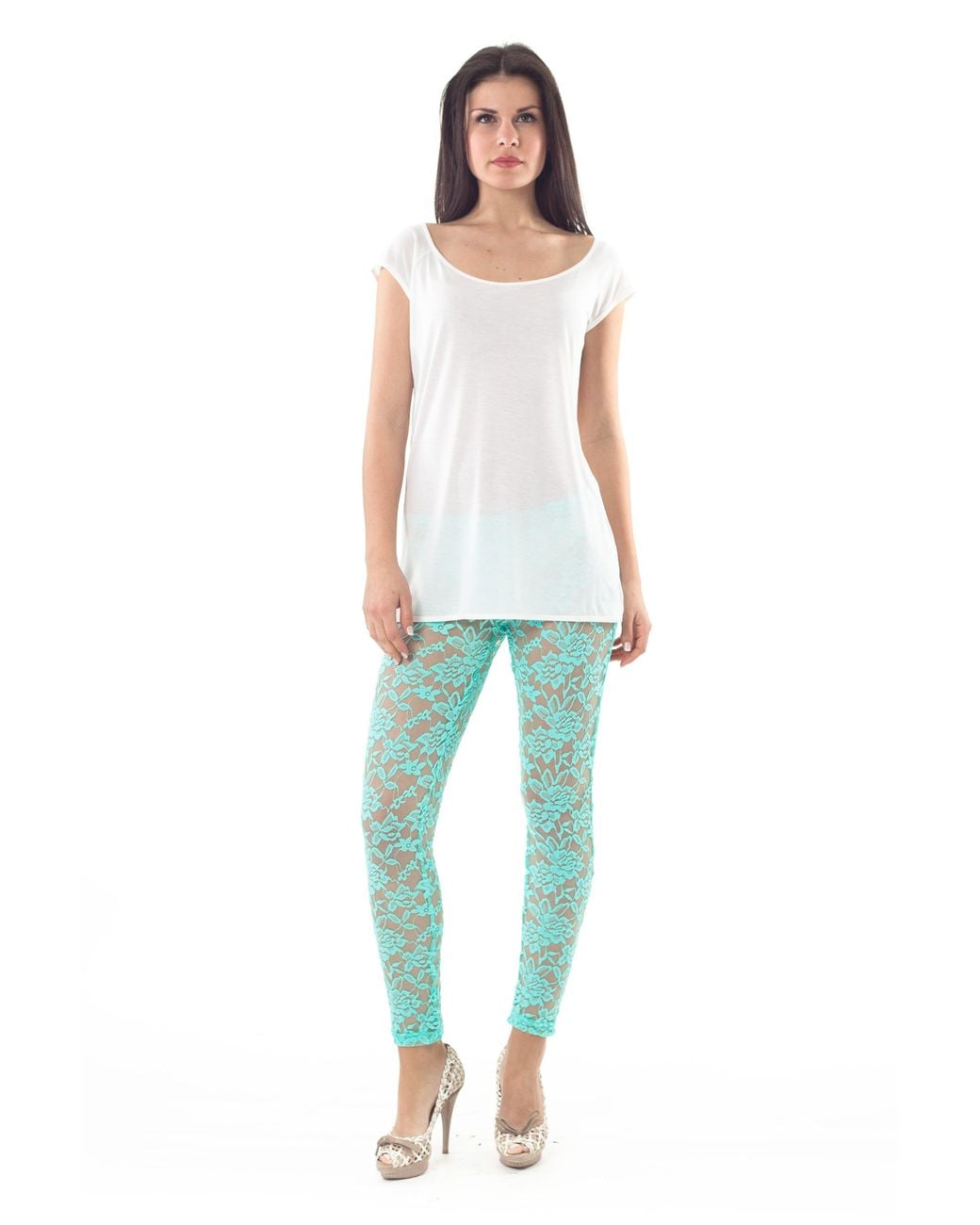 Conquista Green Lace Leggings Light