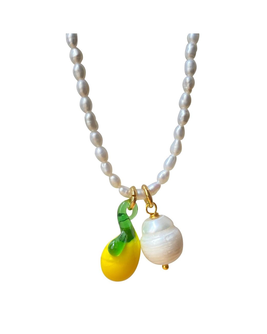Smilla Brav Metallic Murano Glass Lemon Pearl Necklace