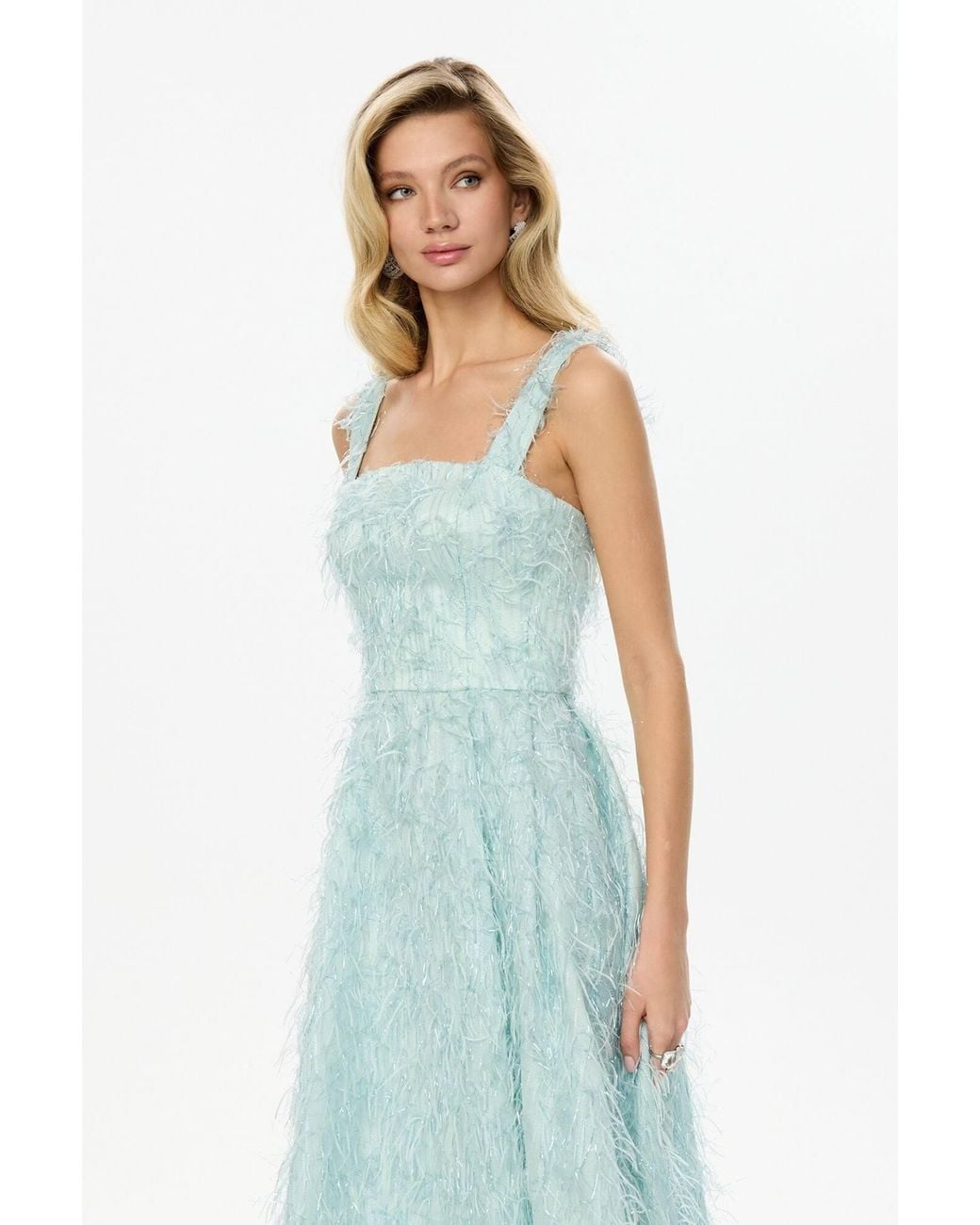 POST MERIDIEM Blue Light- Pleated Corset Midi Dress