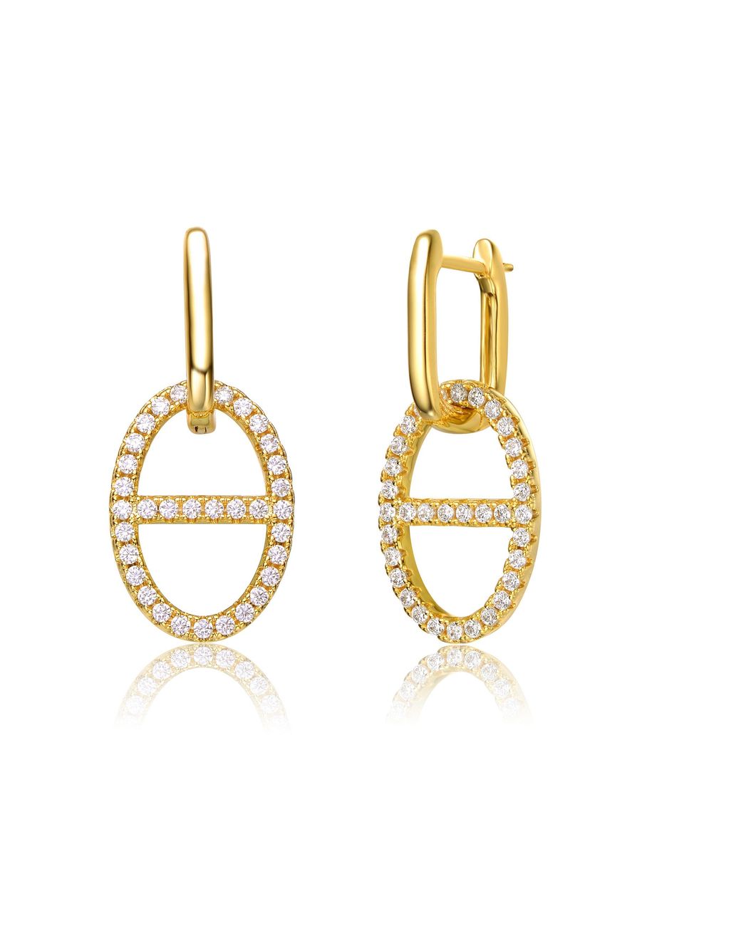 Genevive Jewelry Metallic Plated With Clear Cubic Zirconia Dangle Earrings
