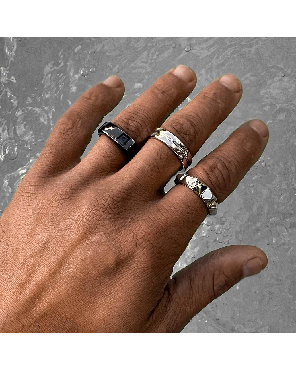 SALLY SKOUFIS White Honeycomb Ring Grande With Sterling for men