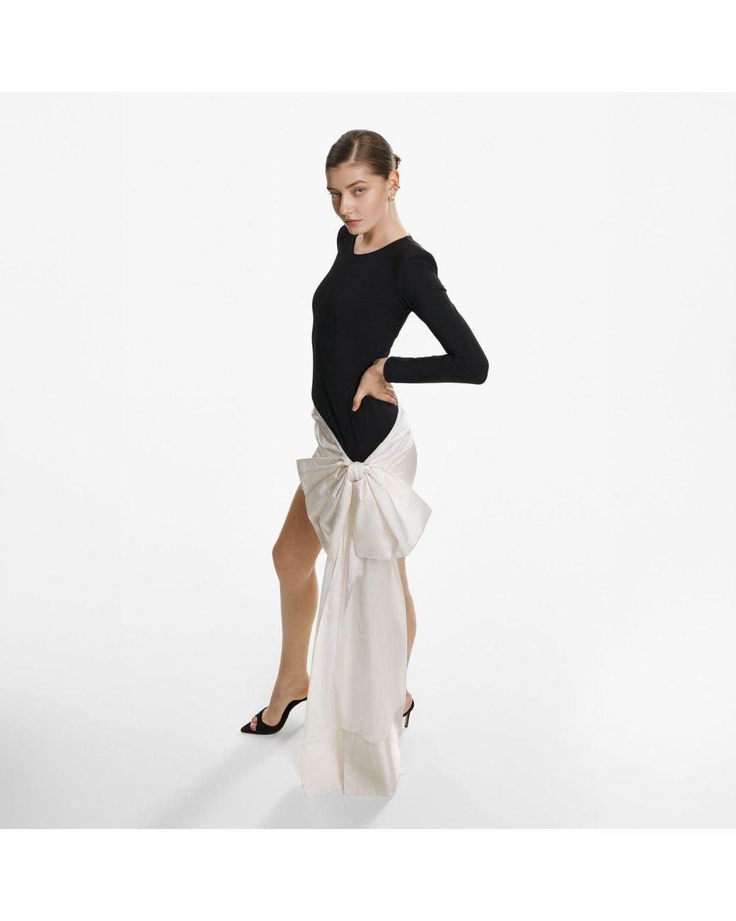 Lita Couture Black Bow-Detail Asymmetric Mini Dress