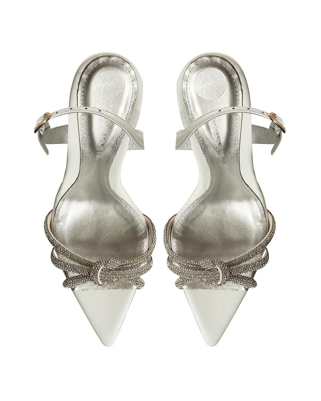 Ginissima Metallic Daisy Crystals Leather Sandals