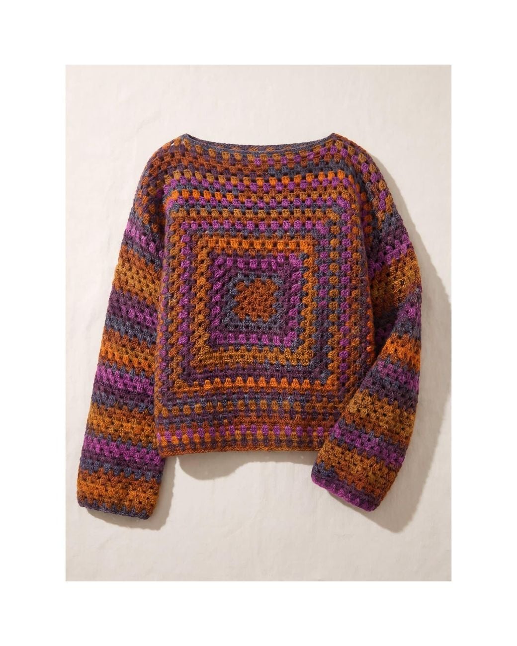 Ana Chic Red Autumn Granny Square Handmade Crochet Jumper