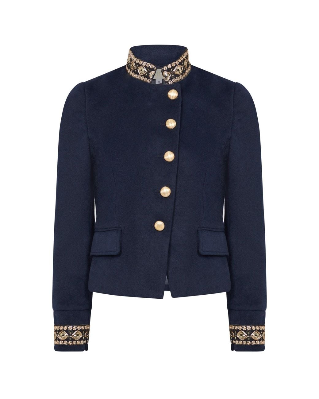 Guinea London Blue Military Jacket With Sequin Braid Details