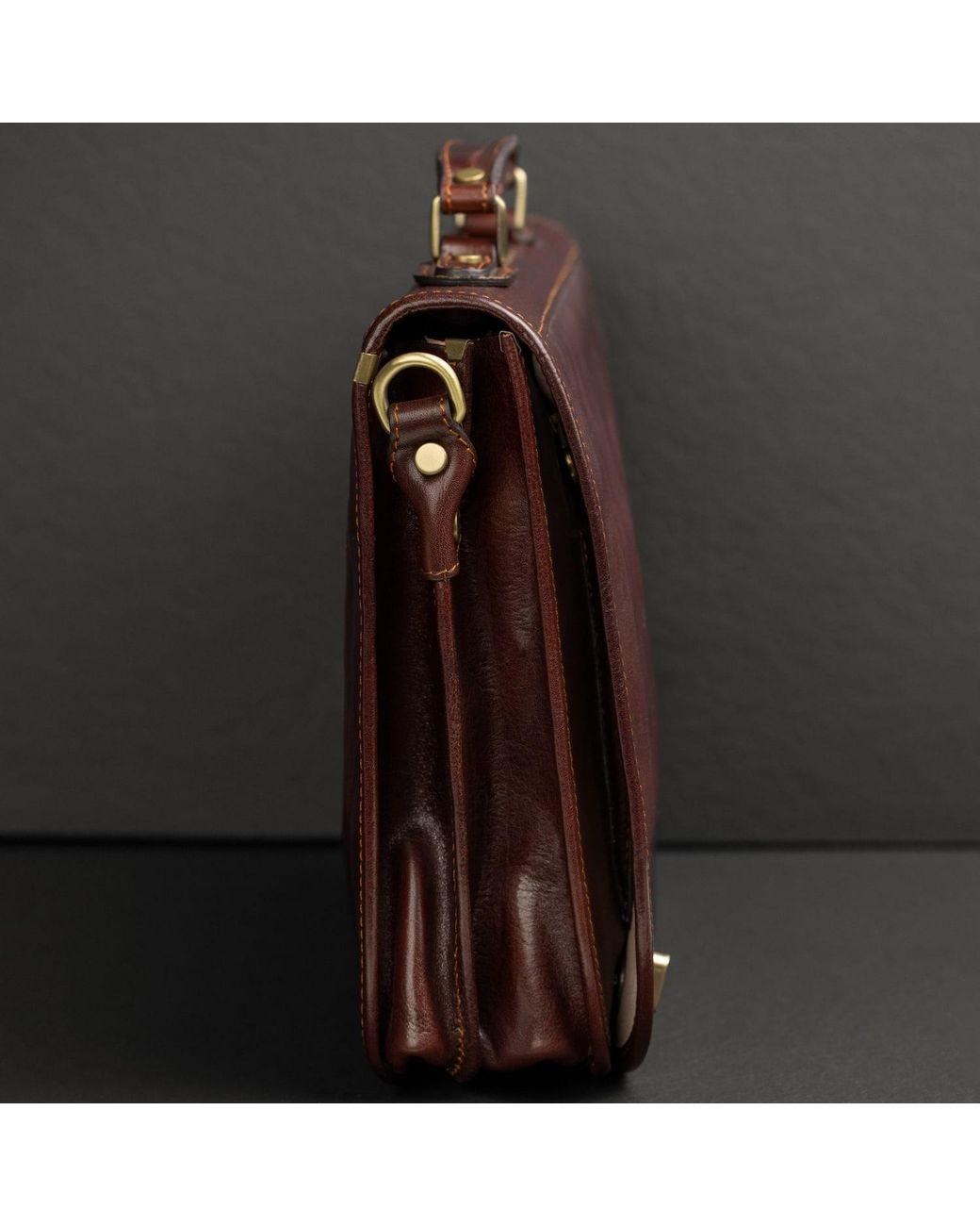 Time Resistance Brown Leather Briefcase Laptop Bag for men