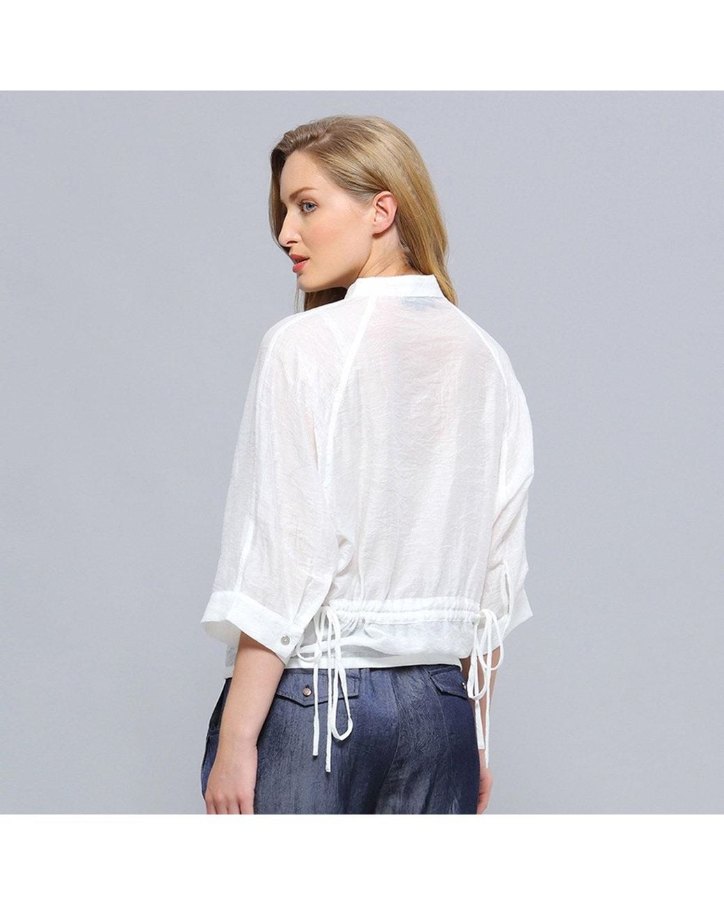 Smart and Joy White Bat Sleeves Light Shirt