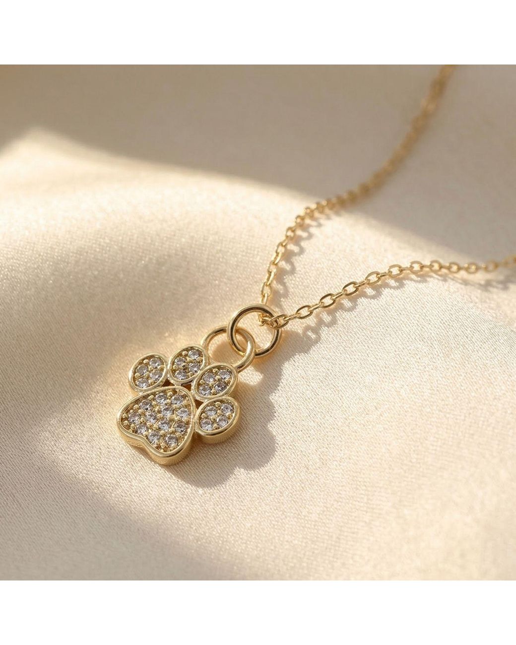 Harfi Metallic Mini Dog Cat Paw Print Charm Plated Necklace