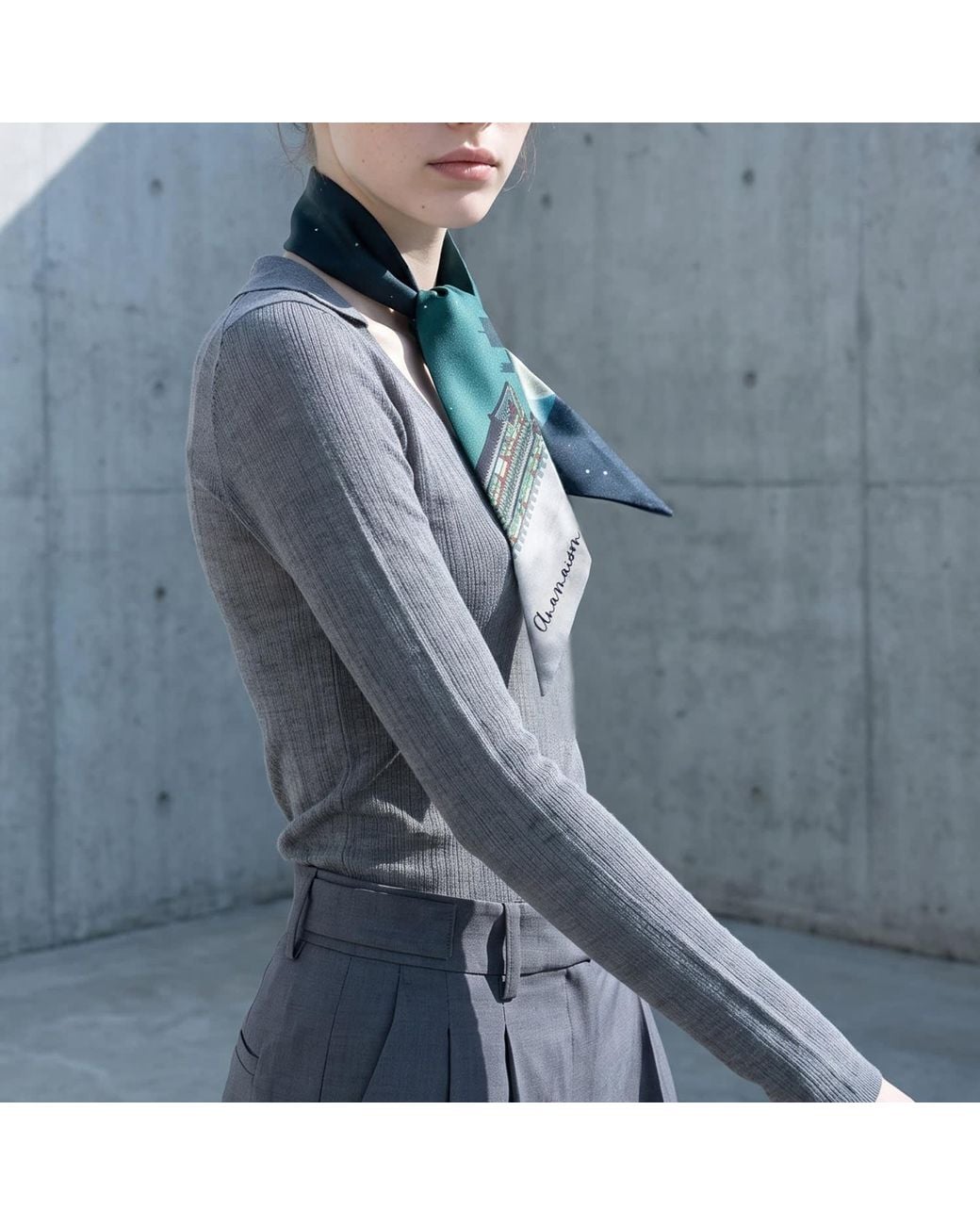Ana Maison Blue Eqesix Seoul Silk Twilly Scarf