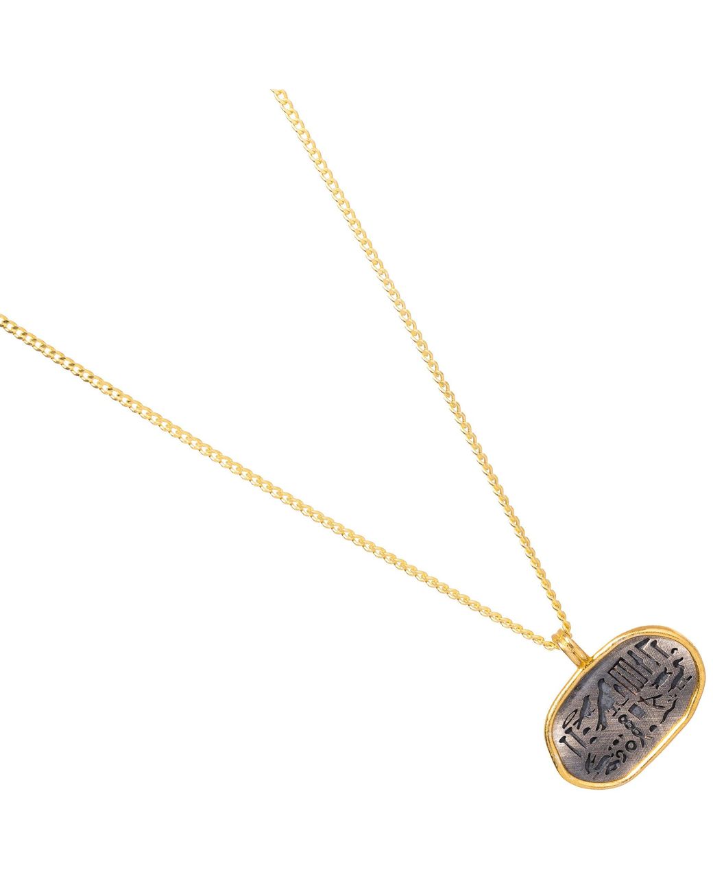 Ebru Jewelry Metallic Spiritual Egyptian Symbols Sterling & Oval Pendant Dainty Necklace
