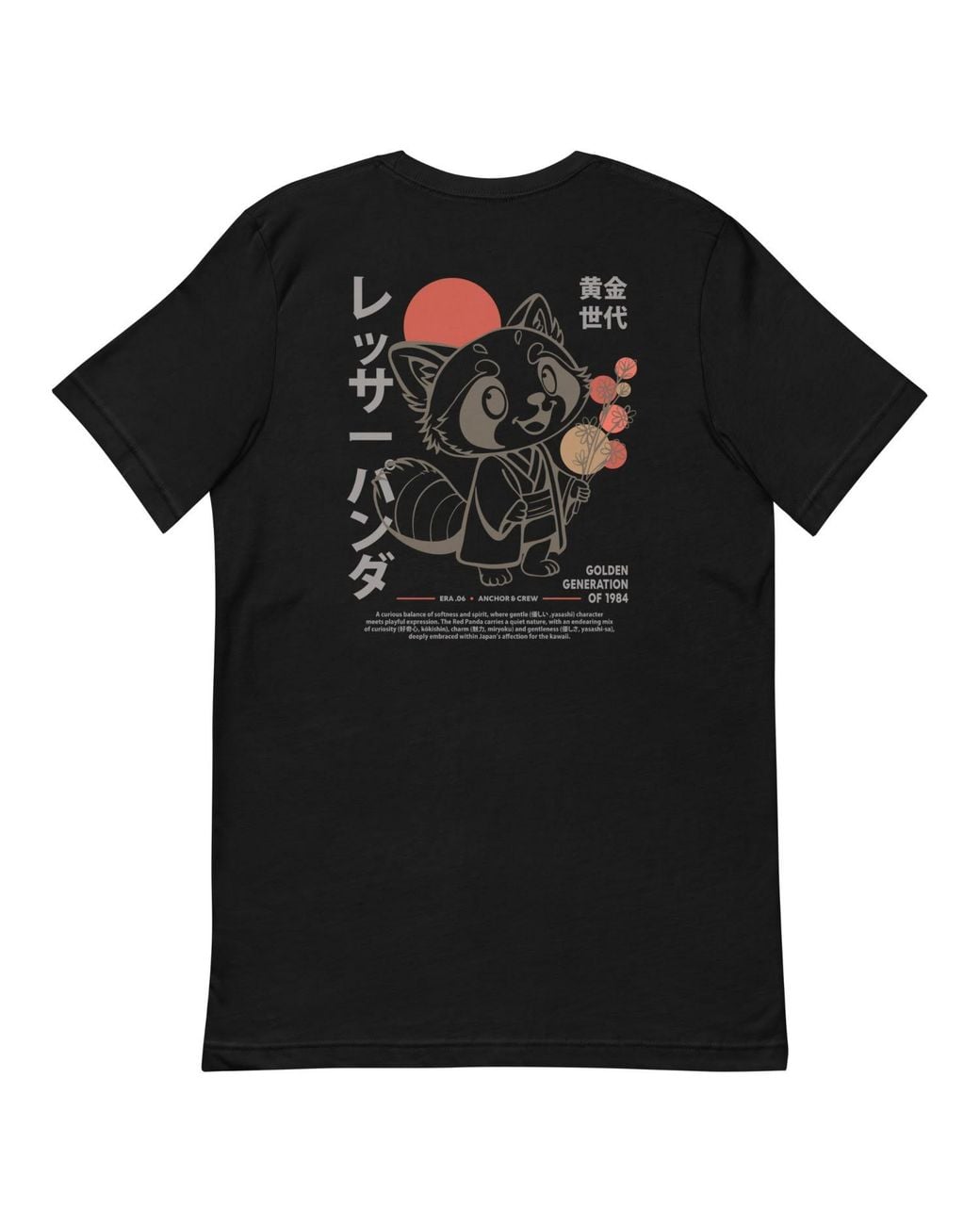 Anchor and Crew Black Six Panda Japan Era Organic Cotton T-Shirt for men