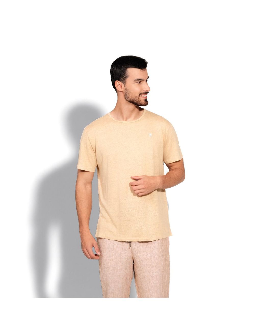 Maison Tangerine Natural Neutrals Linen T-Shirt Dune For for men