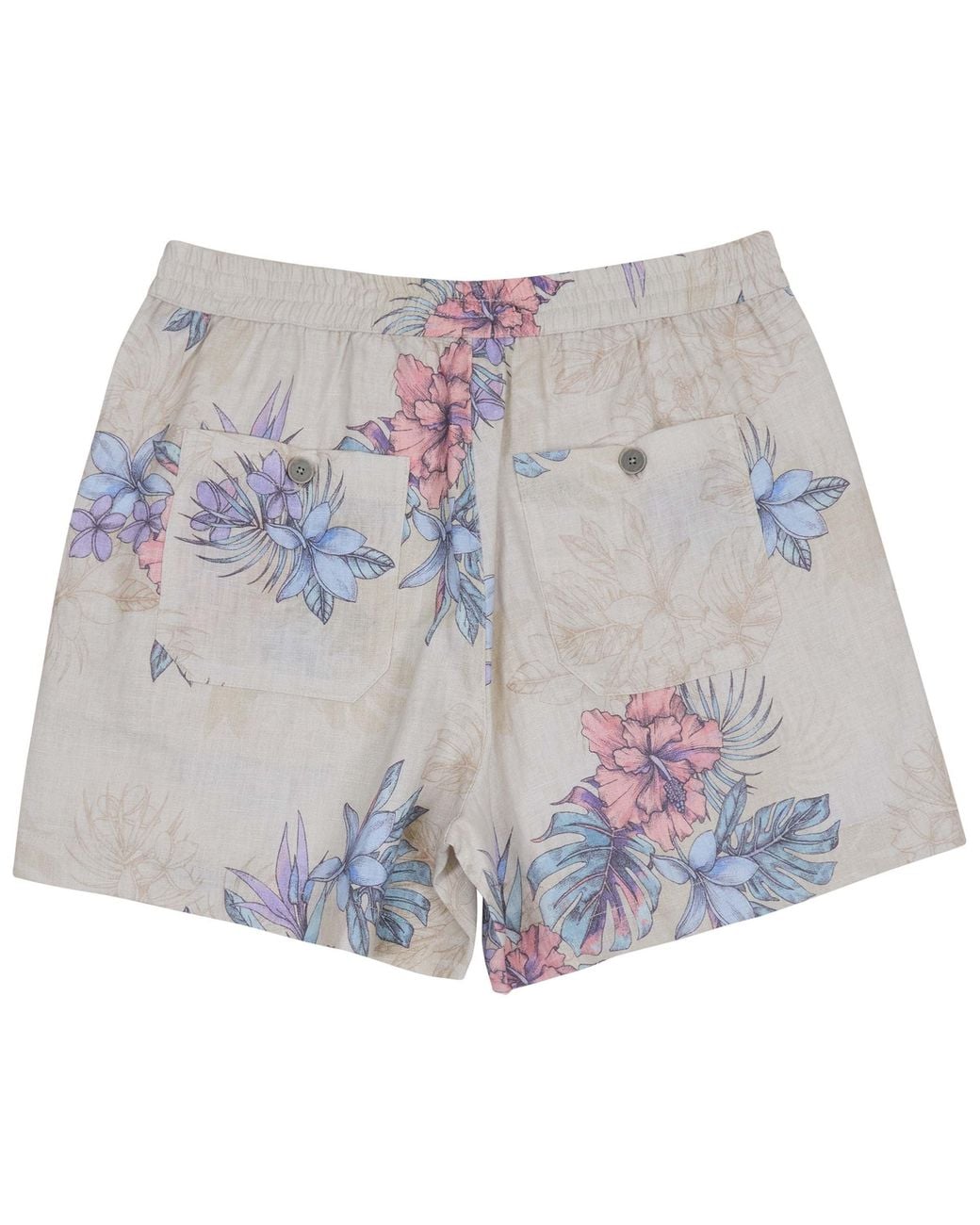 Lords of Harlech Gray Neutrals Leanne Exotic Floral Natural Drawstring Short