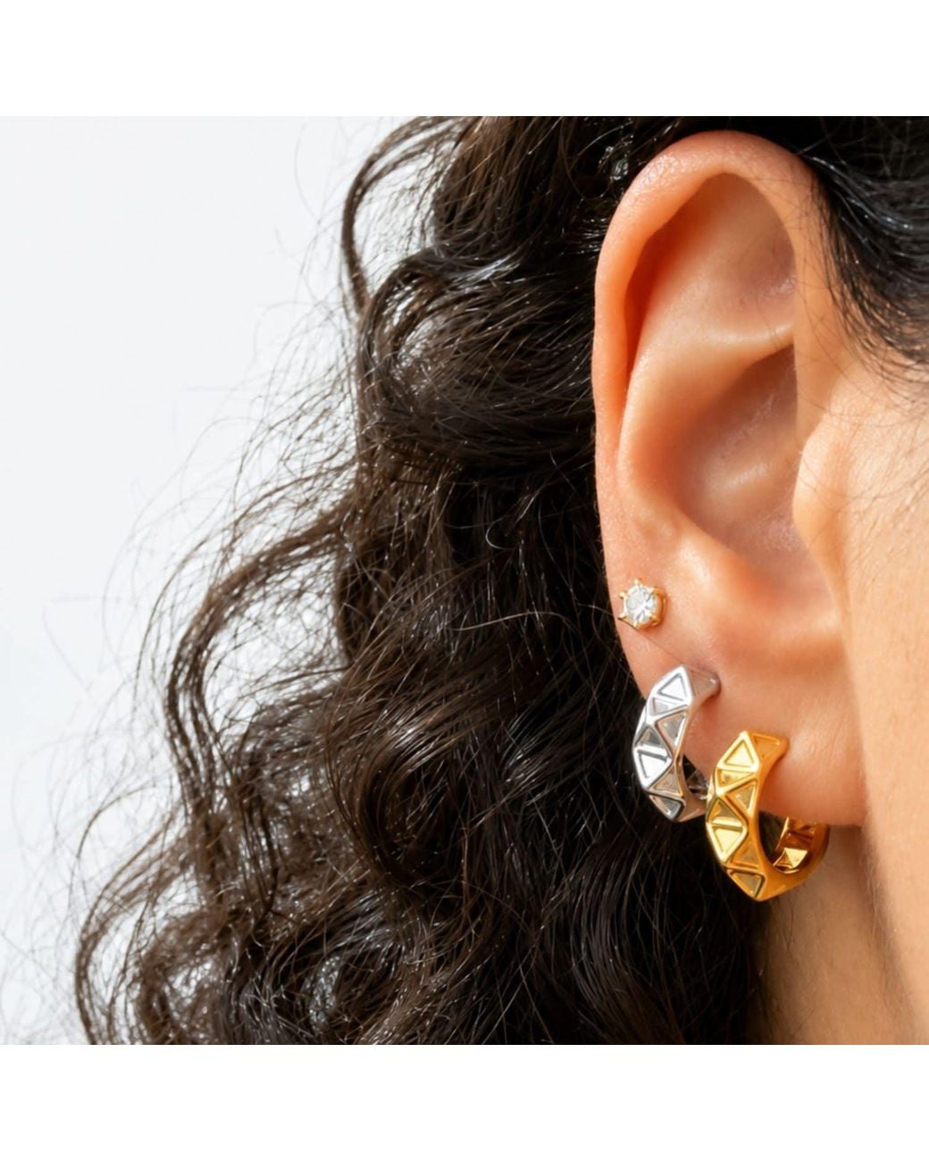 Jagged Halo Jewelry Metallic Jagged Hoop Earrings Stainless Steel Plating