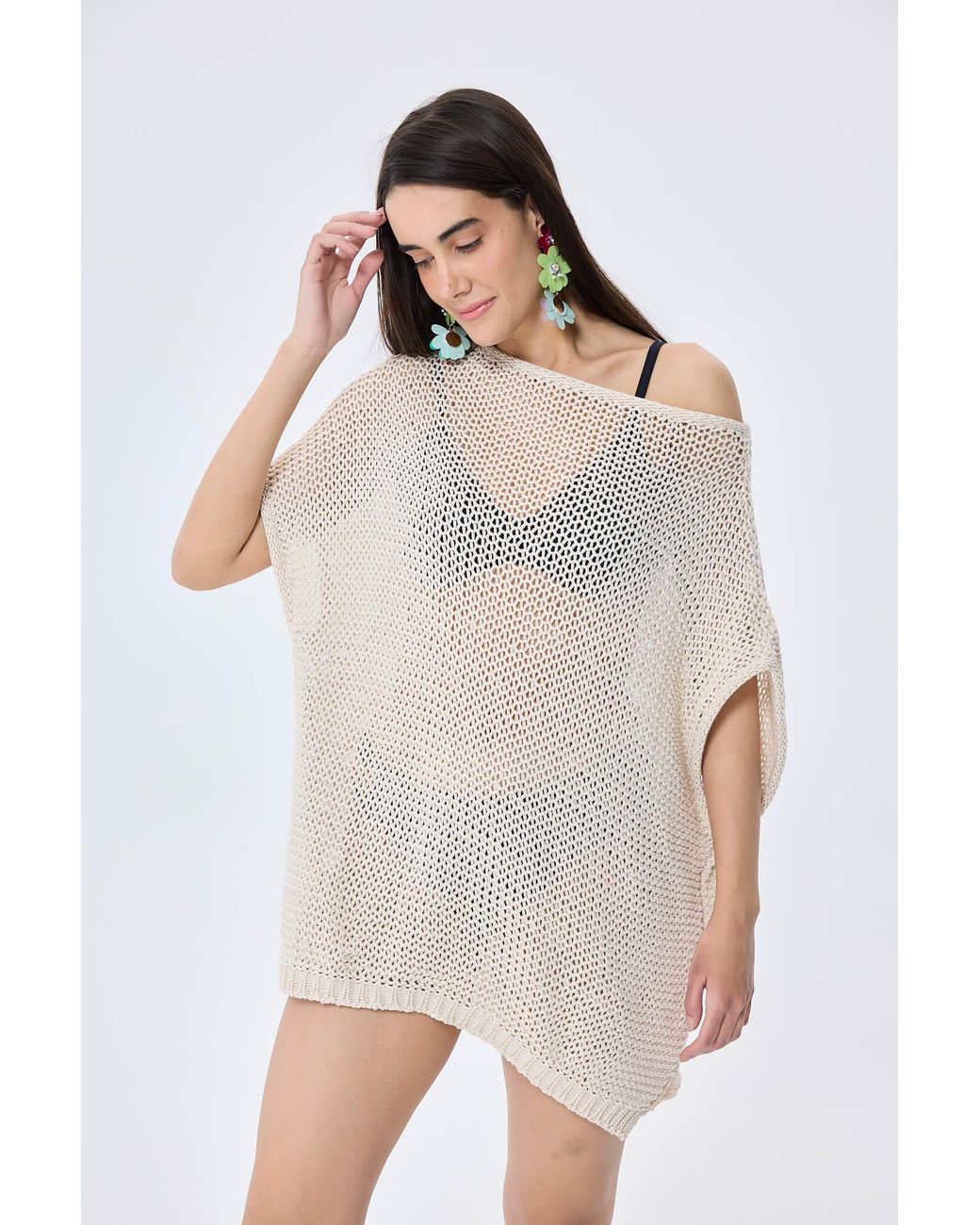 Peraluna Natural Neutrals Fiona Openwork Knit Tunic