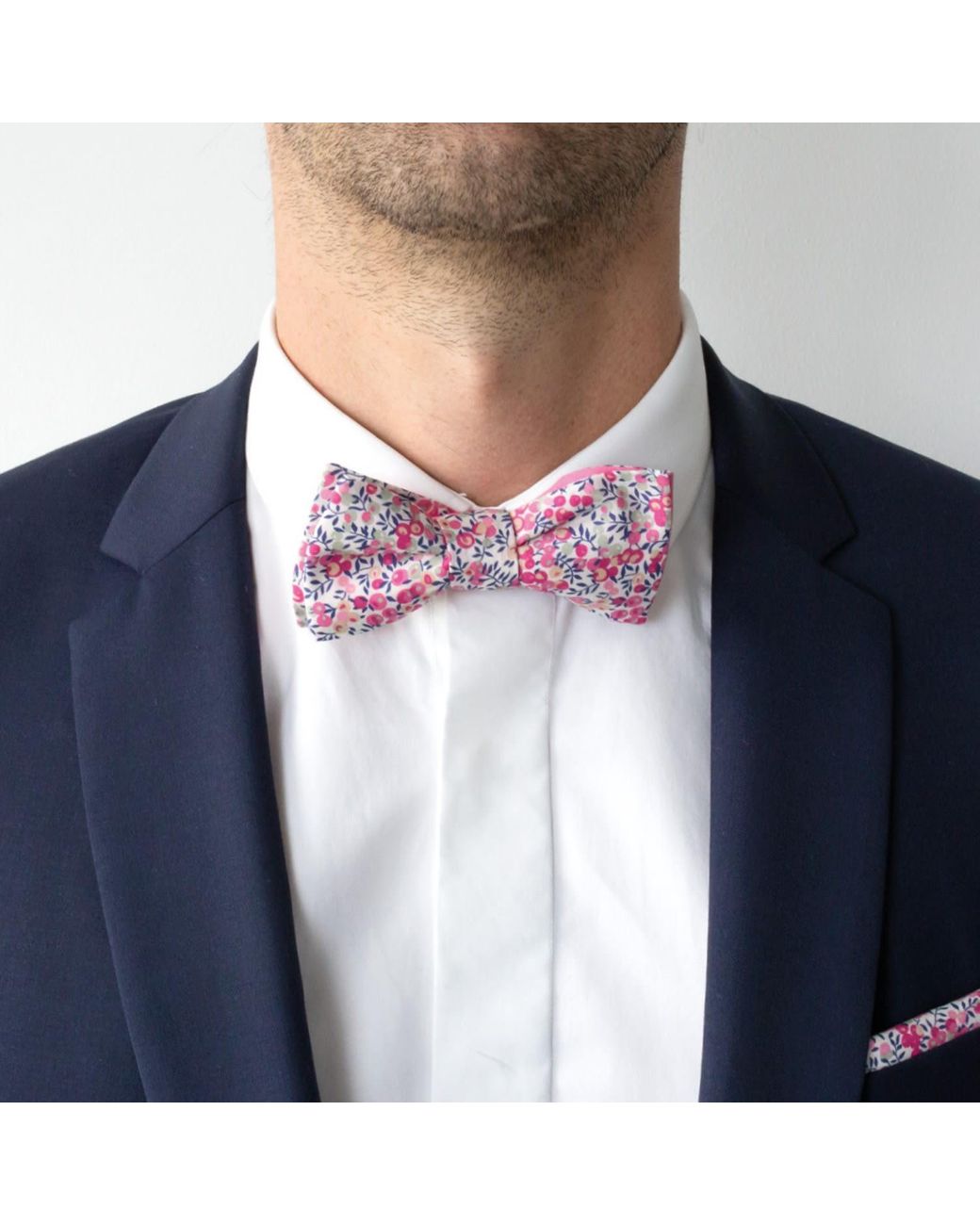 LE COLONEL Pink Liberty Wiltshire Redcurrant Bow Tie for men