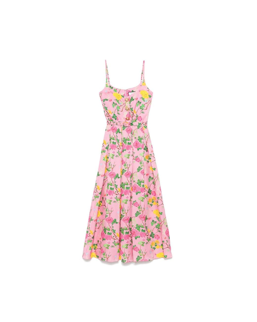 Nissa Pink Belted Viscose Midi Dress