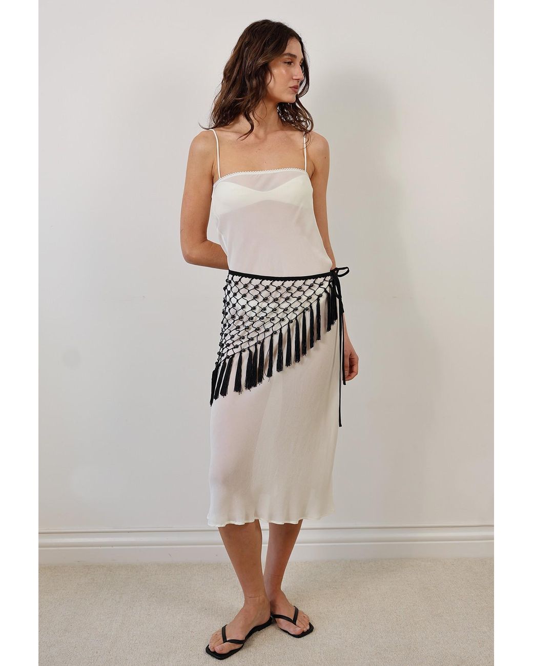 Tohen Black Beaded Scarf