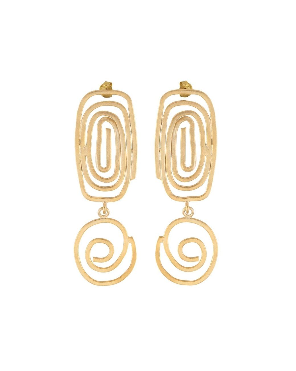 LINYA JEWELLERY Metallic Big Geometric Round Spiral Dangle Earring