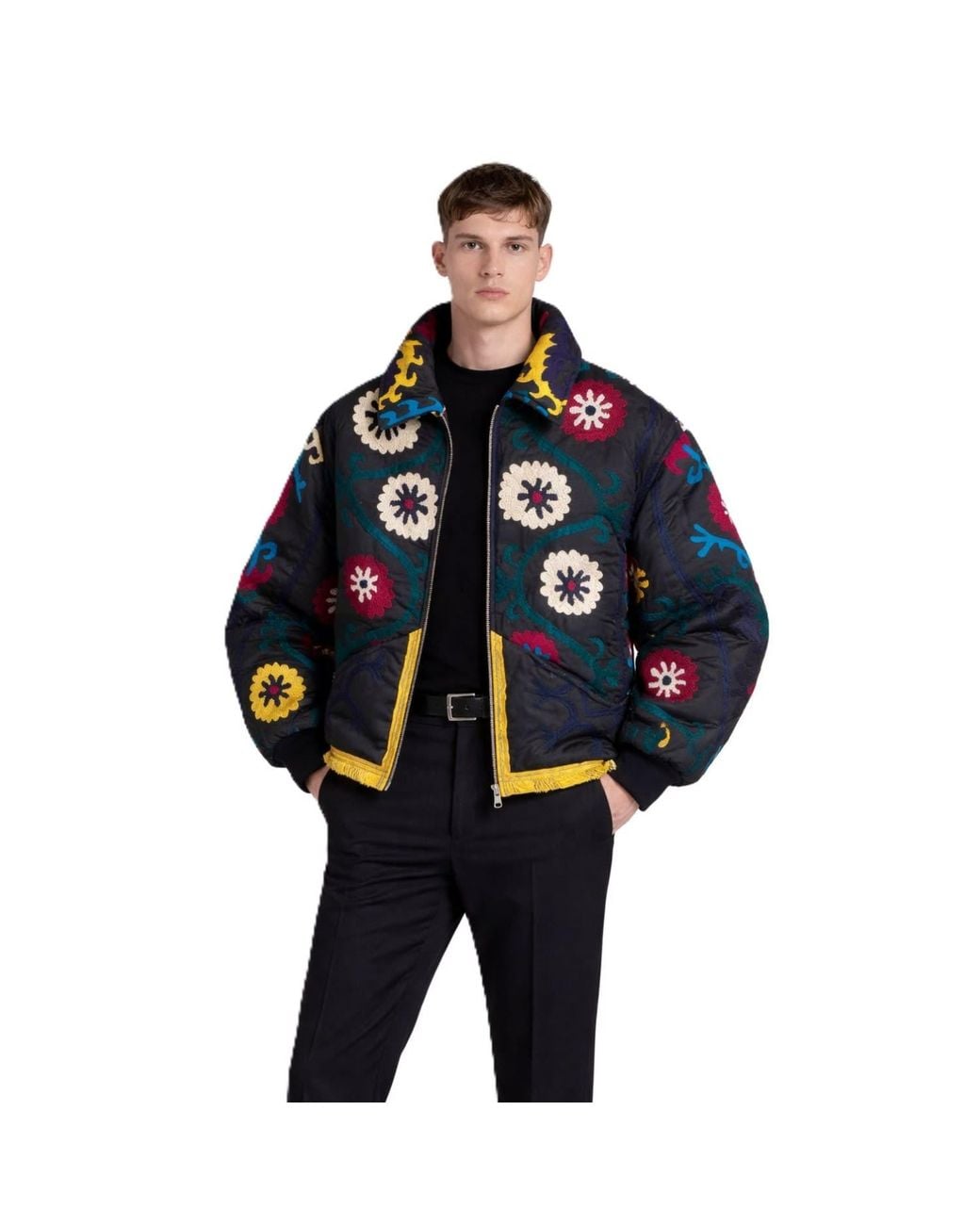Zasta Studio Blue Unknown Tapestries Cotton & Silk Blend Bomber Jacket Medium B for men