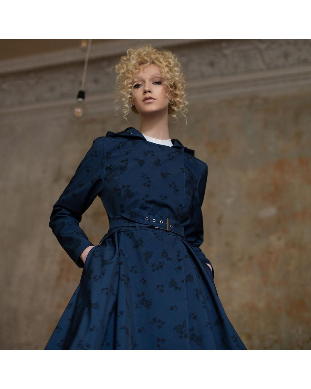 RainSisters Blue Coat With Floral Print