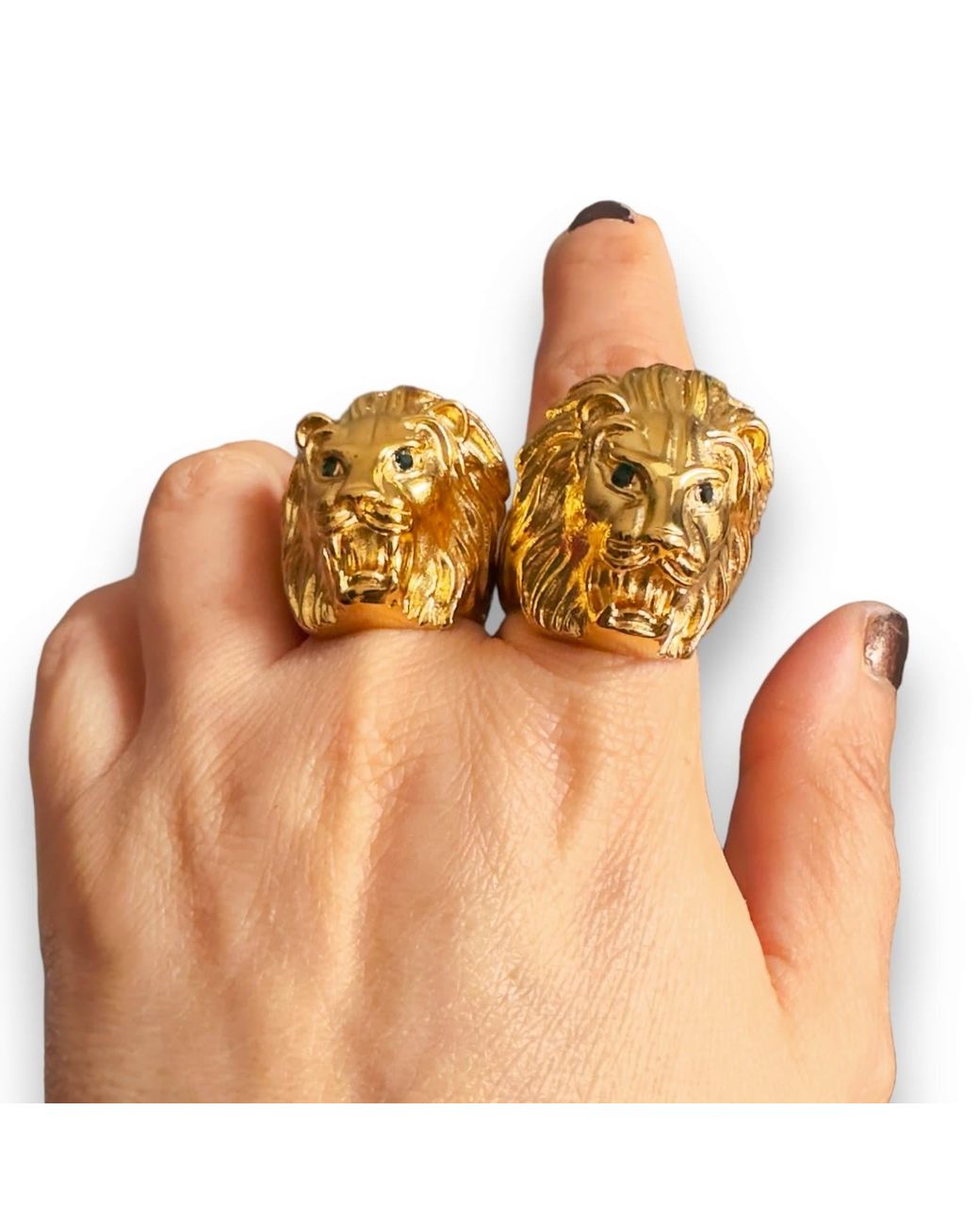 Jagged Halo Jewelry Metallic Lann Lion Head Ring Stainless Steel Plated for men