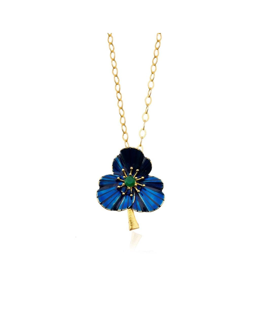 Milou Jewelry Blue Three-Leafed Clover Necklace