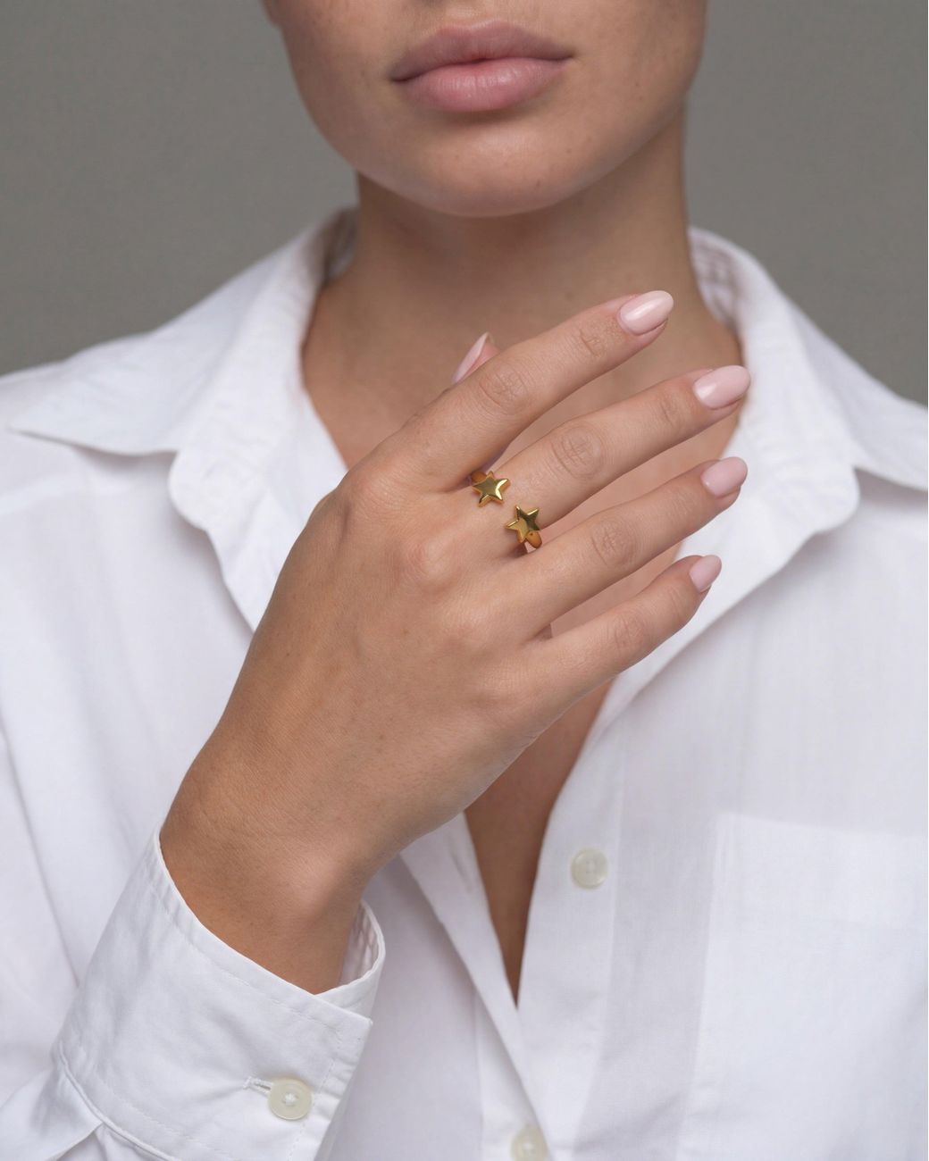 Elk & Bloom Metallic Double Star Dainty 14K Ring