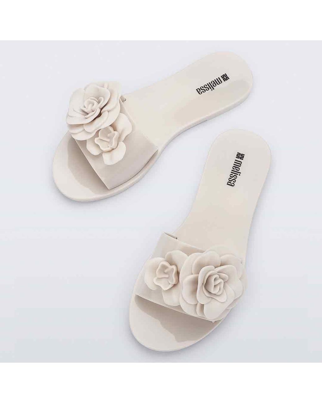Melissa White Neutrals Babe Petals Flat Slides