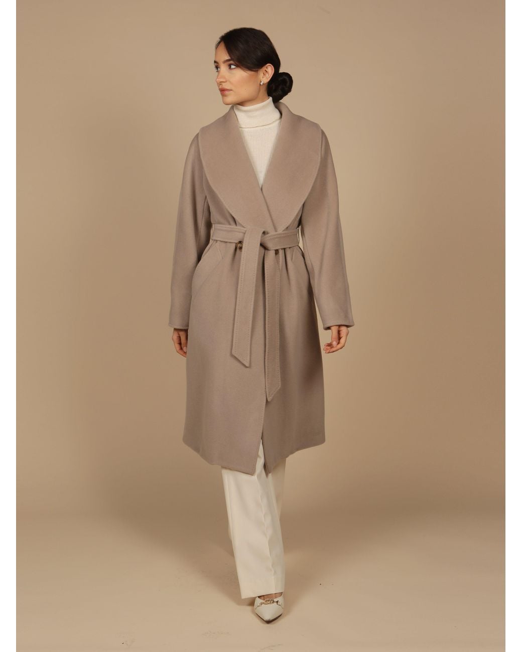 Santinni Brown 'Hepburn' 100% Italian Virgin Wool & Cashmere Coat