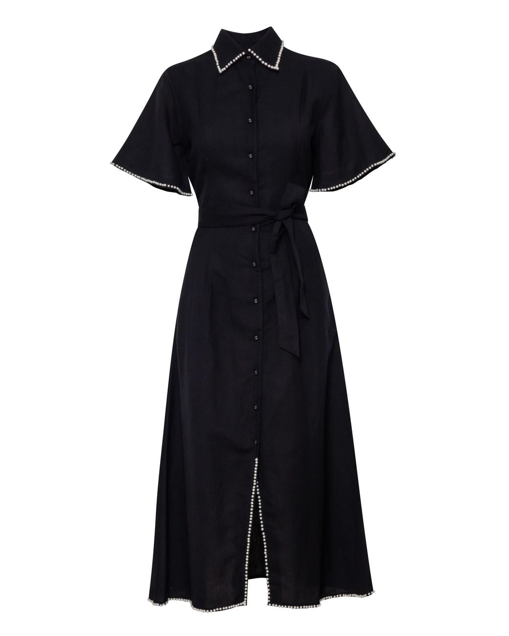 Carolina Benoit Black Cafe Au Lait Pearled Dress Noir