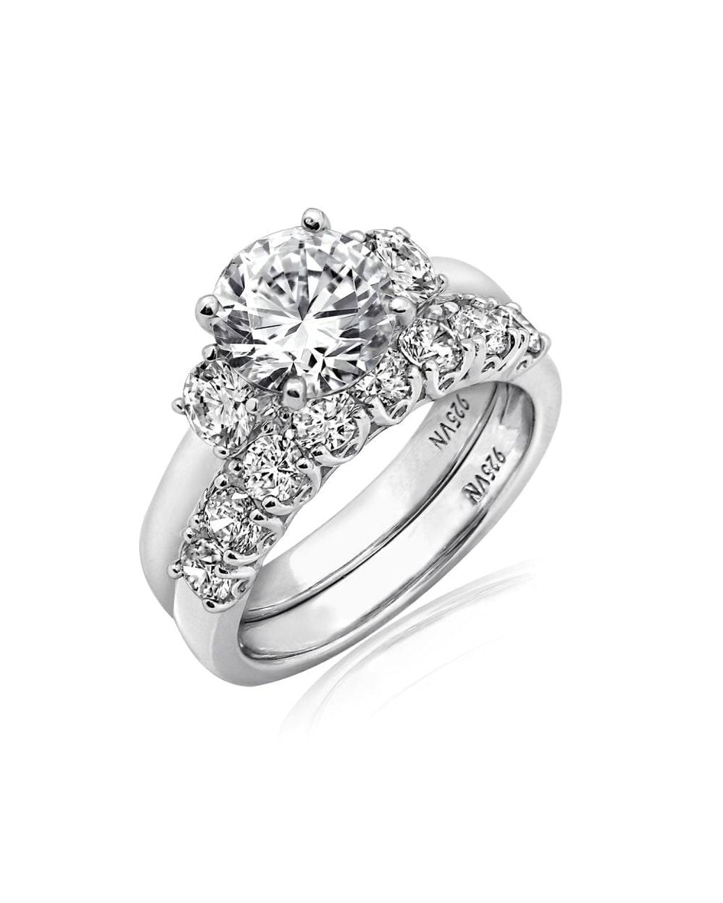 Diamonbliss White 3.3 Carats Round Cut Three Stones Wedding Set