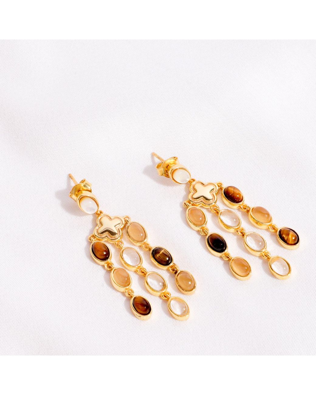 Lila Rasa Metallic Neutrals Earthy Tone Chandelier Earrings