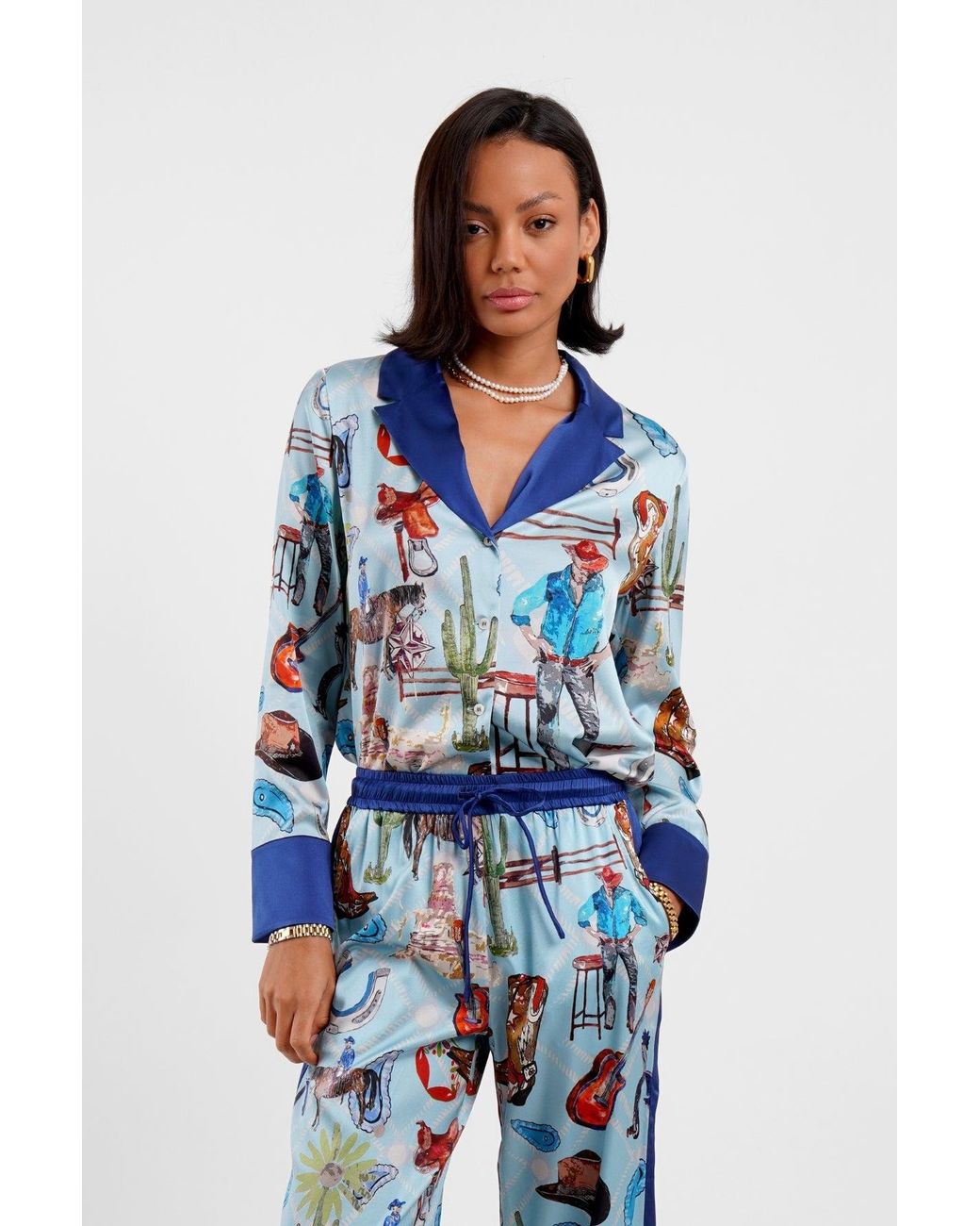 Jessica Russell Flint Blue Blazer Shirt