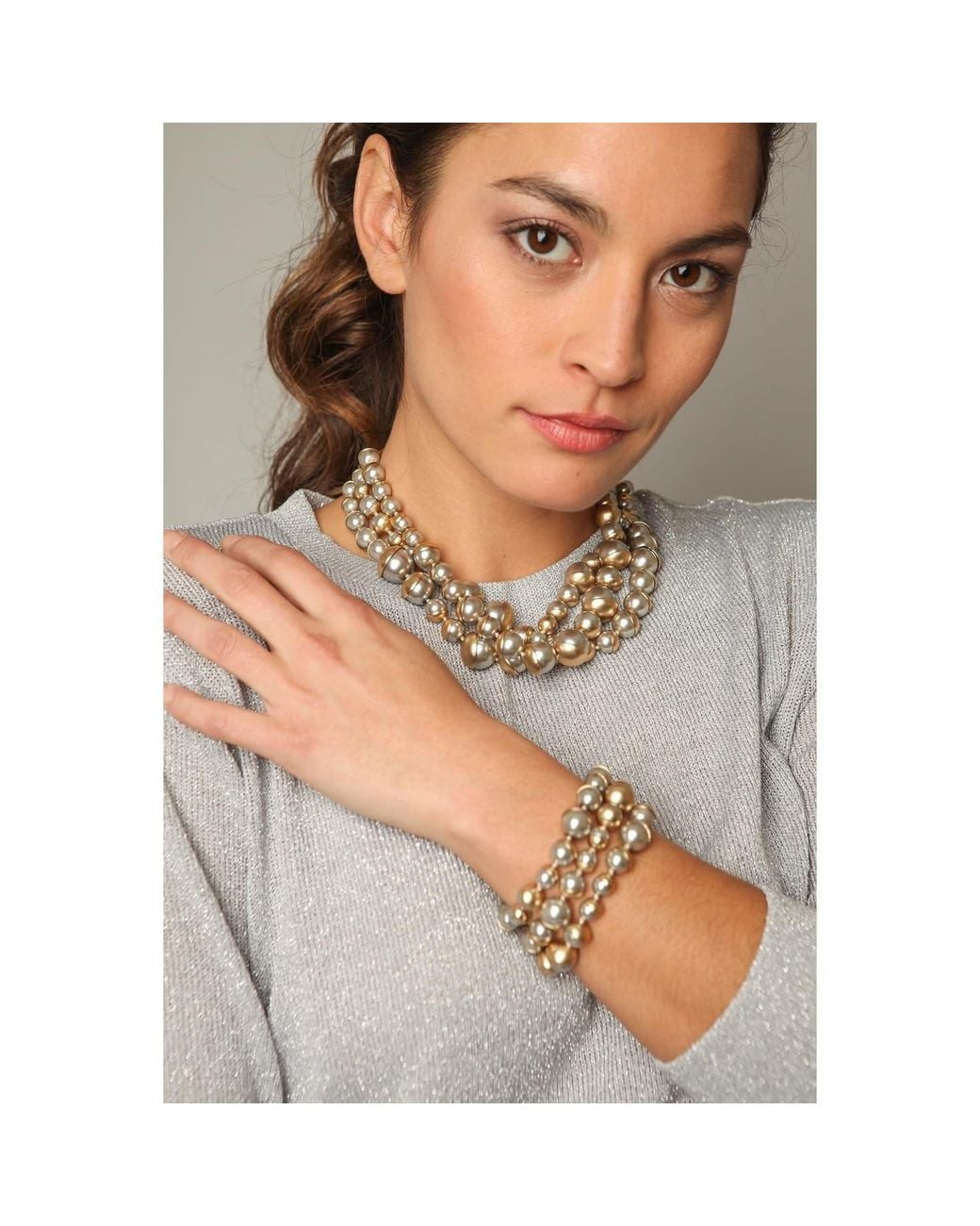 Saachi White Half Moon Pearl Statement Necklace