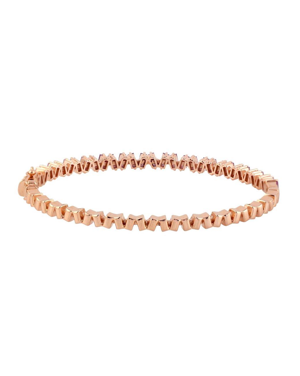 Artisan Pink Baguette Cut Sapphire Gemstone Bangle