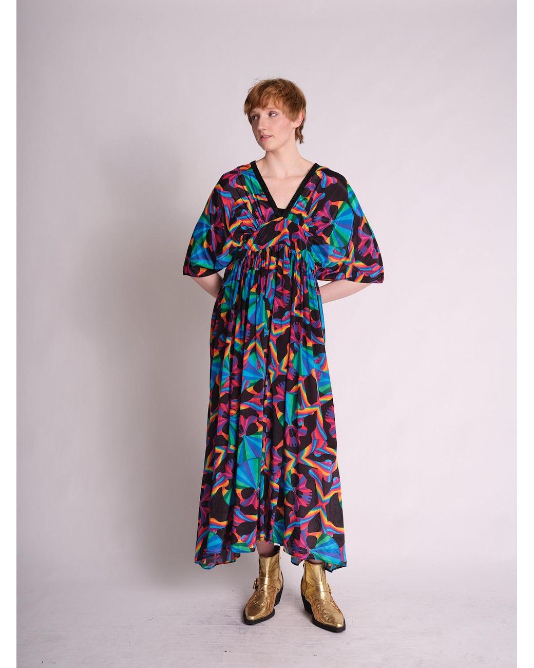 Any Old Iron Blue Skull Kaftan Dress