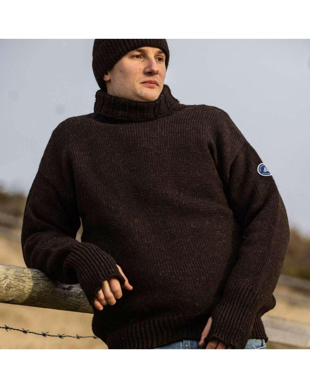 Arthur Beale Brown Neutrals Oiled Wool Beerenberg Pullover for men