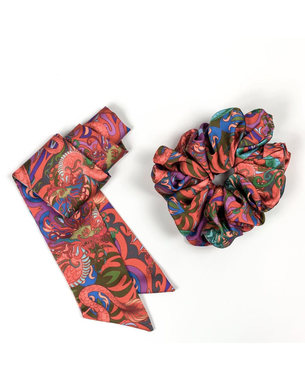 Janara Jones Red Fantasy Satin Twilly & Scrunchie Set