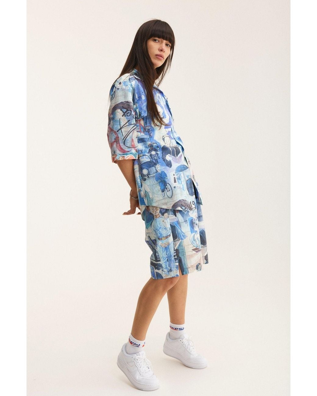 mysimplicated Blue Short Sleeve Shirt And Bermuda Set