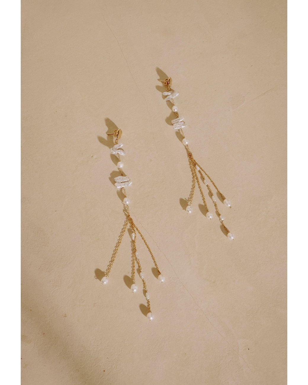 Lavani Jewels White Kiyomi Pearl Long Earrings